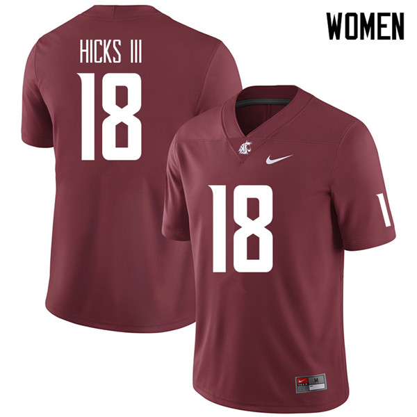Women #18 George Hicks III Washington State Cougars College Football Jerseys Sale-Crimson